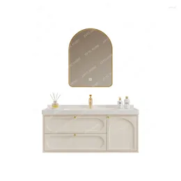 Bathroom Sink Faucets American Light Luxury Cabinet Solid Wood Intelligent Table Combination Integrated Ceramic Basin