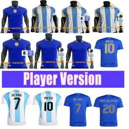 Argentina soccer jersey ALVAREZ copa 24 25 player version 2024 2025 DYBALA MARTINEZ MeSsiS Maradona de paul football shirt Men kit sets uniforms di maria