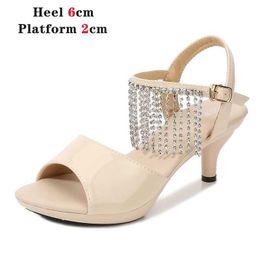 Dress Shoes Stripers Sandals Women Size 43 Thin Heels Fringe Diamonds Chain Summer Colours Peep Toe Sexy Nightclub Party H2403217ARZY0CQ