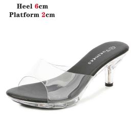 Dress Shoes Designer Women Mule High Heels Slippers Transparent Sandals Sexy Crystal Low Pointed toe Slides Party WomanUARX H240321
