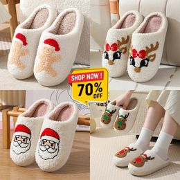 2024 Winter Men's and Women's Slippers Soft and Warm Indoor Cotton Slippers Jacobm Designer High Quality Fashion Cartoon Elk Flat Bottom Cotton Slippers GAI