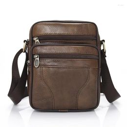 Bag Boutique Men's Genuine Leather Business Shoulder Multi-function Zipper Purse Messenger Crossbody