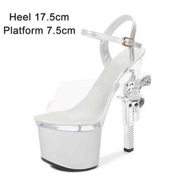 Dress Shoes Women 2020 Luxury Brand Wedding Bride Platform Sandals Super High Heels Transparent Sexy Stripper4S6E H240321