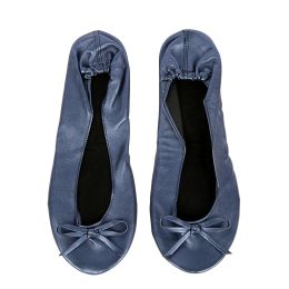 Flats Navy Shoe Flats Portable Fold Up Ballerina Flat Shoes Roll Up Foldable Ballet After Party Shoe For Bridal Wedding Party Favour