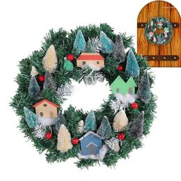 Decorative Flowers Glowing Christmas Tree Wreath Theme With Pinecone House Model Indoor Embellishment Seasonal Ornament For Front