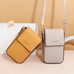 Bag Women Shoulder 2024 PU Leather Handbag With Card Slot Girl Shopper Fashion Casual Solid Colour Multifunction Mobile Phone
