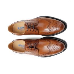 Dress Shoes Formal Man Carved Round Head Leather Laces European Version Marriage High-grade