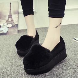 Boots Loafers Fur Casual Woman Shoe Winter Shoes Women AllMatch Clogs Platform Round Toe Autumn Women's Moccasins Modis Female