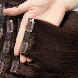 Extensions Isheeny 140g 180g Clip In Human Hair Extensions 14" 18" Brazilian Machine Remy Hair Clip On Hair Pieces 6pcs/set Full Head