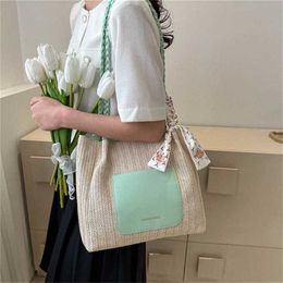 Trendy Shoulder Bags Summer Designer Handbags Bag Womens Sweet Weaving Large Capacity Shopping Bag Small Fresh Handheld Tote Bag 240311