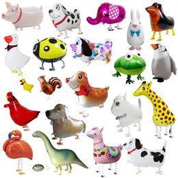 Walking Pet Balloons Animal Helium Aluminium film Balloon Kids Baloon Automatic Sealing Balloon Toys Birthday Party Decoration LT853