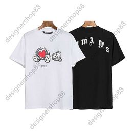 Tik Tok influencer same brand pure cotton black white Love Bears Letter Print Short Sleeves Loose Casual Fashion Mens and Womens T-shirts Summer