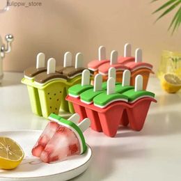 Ice Cream Tools Popsicle Molds 4 Cavities Homemade Ice Cream Mold Reusable Easy Release Ice Pops Molds Summer Kitchen Homemade Ice Cream Tools L240319