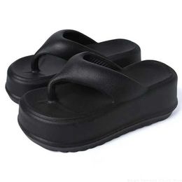 Slippers 2023 New Summer Flat Women Genuine Leather Black White Flops Thick Sole les Casual Comfort Slides Woman01V3J0 H240322