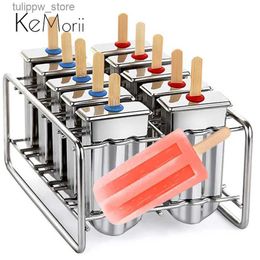 Ice Cream Tools Stainless Steel Ice Lolly Popsicle Mould Rack Frozen Lolly Popsicle Ice Pop Maker Homemade Ice Cream Mould with Popsicle Holder L240319