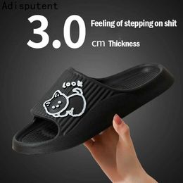 Slippers Summer Women Men Thick Platform Flat Bear Cartoon Slipper Shower Bath Flip Flops Beach Sandals Lady House Slides01K58E H240322S66O H240322