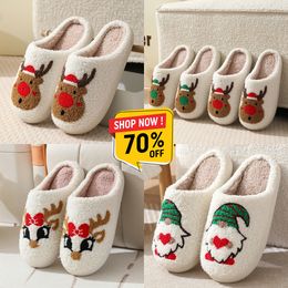 2024 Winter Men's and Women's Slippers Soft and Warm Indoor Cotton Slippers Jacobw Designer High Quality Fashion Cartoon Elk Flat Bottom Cotton Slippers GAI