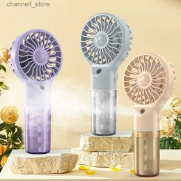 Electric Fans New handheld mini air conditioner USB charging portable humidifier atomizer cooling spray humidifier fan for home/officeY240320