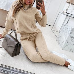 Autumn Women Tracksuit Sweatshirt Drawstring Pants Suit Female Fashion Ladies Casual Loose Long Sleeve Pullover Sports Set 240311