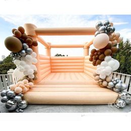 wholesale 4x4x3mH (13.2x13.2x10ft) outdoor activities commercial moonwalk white inflatable bouncer jumping bouncy castle pastel blue pink wedding bounce house