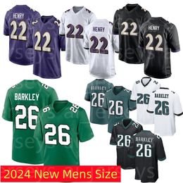 26 Saquon Barkley 22 Derrick Henry Football Jerseys 2024 New Stitched Jerseys Mens Size S M L XL 2XL 3XL