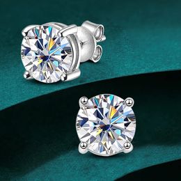 1CT Round Cut Stud Earrings D Colour Diamond with GRA 925 Sterling Silver Earrings Studs for Women Fine Jewellery Gift 240306