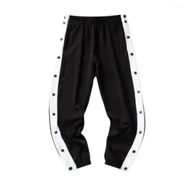 Men's Pants Elastic Waist Men Trousers Loose Fit Sport With Side Button Closure For Gym Training Jogging