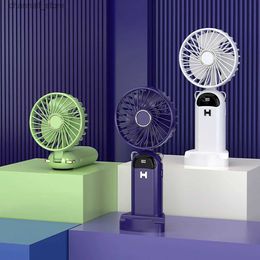 Electric Fans 2023 USB LED facial fan portable handheld fan desktop dual head electric outdoor cooler with neck strap phone holderY240320