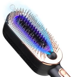 Irons New Arrival Beauty Blue Light Electric Negative Ion Hair Straightener Styling Comb Brush Anion Electric Straight Hair Comb