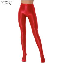 Clothing Women Glossy Solid Color Pantyhose High Waist Tights Stockings Footed Leggings Pilates Yoga Pants for Gym Sport Workout Fitness