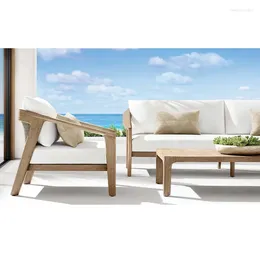 Camp Furniture Outdoor Courtyard Luxury Teak Wood Patio Garden Sofa Set