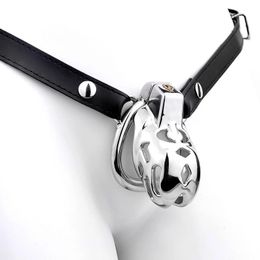 Stainless Steel Cage SM Bondage Belt Strap Portable Chastity Cage with Urethra Dilator Anti-Off Ring Chastity Belt for Men Fetish Gay Male Chastity Device