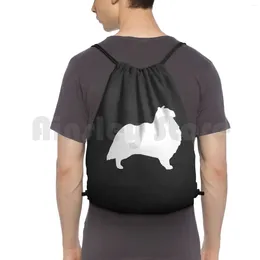 Backpack Shetland Sheepdog Silhouette ( S ) Drawstring Bags Gym Bag Waterproof Sheltie Dog Pets Animals
