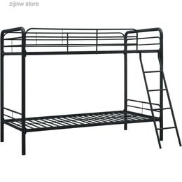 Other Bedding Supplies Double decker bed with metal frame and ladder space saving design black Y240320