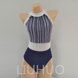 LIUHUO Customize Colours Leotards Girls Women Competition Gymnastics Performance Wear Crystals Stretchy Dark Blue