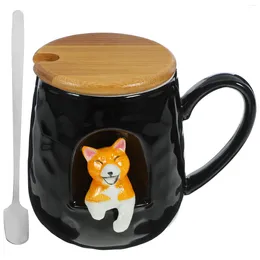 Mugs With Cover Trendy Water Cup Office Tea Cups Dog Ceramic Coffee Mug Ceramics Cartoon Style