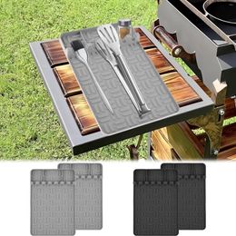 Tools 2Pcs Griddle Mat Food Grade Silicone Grill Side Shelf Pad With Drip Reusable Effortless To Clean