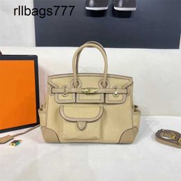 Handmade Bk Handbag Colored Canvas Designer 2024 Autumn/winter Handheld Women's Fashion Trend Versatile Shoulder Genuine Leather