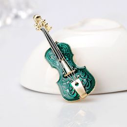 Enamel Violin Brooch Guitar Shaped Rhinestone Brooches Pin Corsage Pins Formal Wear Fashion Women Jewelry