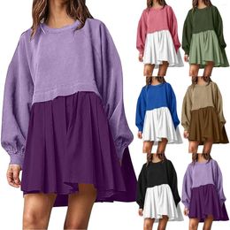 Casual Dresses For Women 2024 Oversized Sweatshirt Dress Long Sleeve Crewneck Pullover Tops Relaxed Fit Sweatshirts Mini