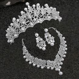 Necklace Earrings Set Bridal Jewelry Princess Accessory Bridesmaid Rhinestone Tiaras Crown For Pageant Birthday Party Prom Anniversary