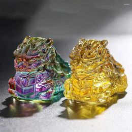 Decorative Figurines 1PC Laser Prism Chinese Dragon Zodiac Animal Coloured Glaze Glass Crystal Ornament Rainbow Desk Paperweight Crafts