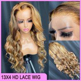 On Sale Malaysian Peruvian Brazilian P4/27 Body Wave 13x4 HD Lace Frontal Wig 100% Raw Virgin Remy Human Hair