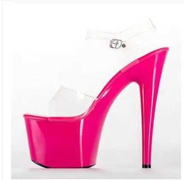 Dress Shoes 2021 Summer Platform Sandals Women Sexy PVC Transparent Slim Ultra High Heels 17CM Sandale Female Pole Dancing0A28 H240321