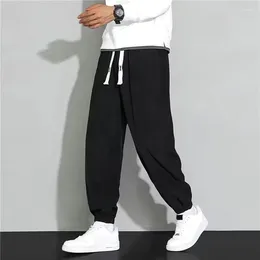 Men's Pants DIHOPE Summer Thin Ice Silk Casual Trousers Loose-fit Cropped Elastic Waist Sweatpants For Men Sports