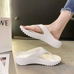 Slippers New Thong Flip Flops Women Platform Summer 2022 Thick Sole Beach Slides Clip Toe Arch Support Wedges Sandals H240325