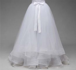 2019 A Line Wedding Dresses Overskirt Detachable Train Tulle Organza Satin Sash Bow Size vestido de novia4720003