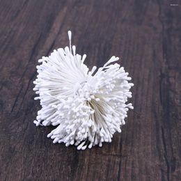 Decorative Flowers 400pcs/set Flower Stamen Artificial Pearlized Floral For Making Scrapbook Decoration(White)