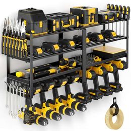 POKIPO Power Wall Mount, Extended Large Heavy Duty Holder, 4 Layer Tool Organiser and Storage, Utility Racks Suitable for Workshop, Garage Cordless Drill