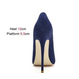 Dress Shoes Plus Size Women Suede High Heels 12CM Fashion Pointed Toe Career Pumps Spring And Autumn New Rose Red Temperament SingleXDPQ H240321